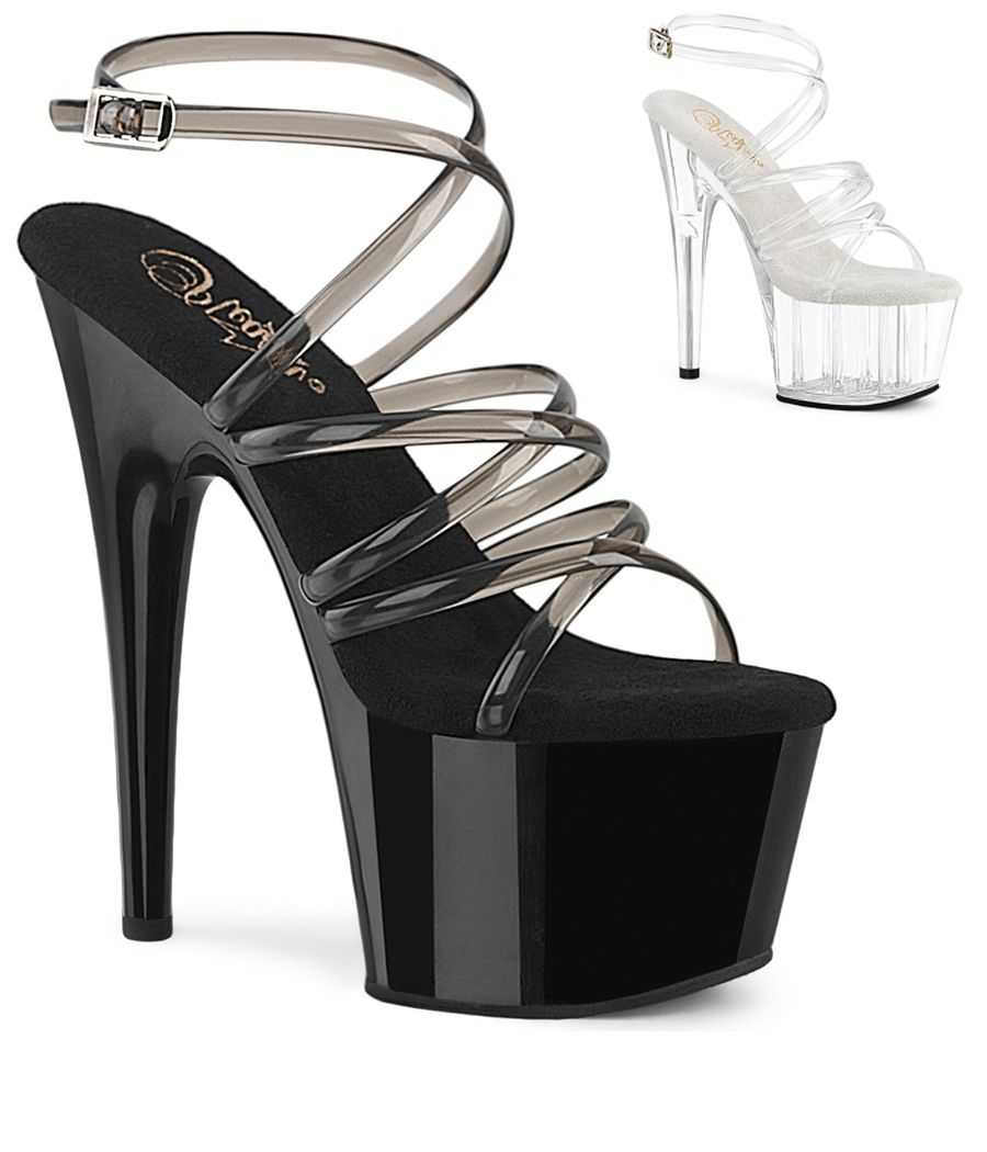 Sandales à plateforme transparente et triple brides croisées Pleaser ADORE-706