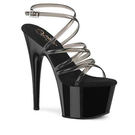 Sandales noires à plateforme transparente et triple brides croisées Pleaser ADORE-706