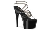 Sandales noires à plateforme transparente et triple brides croisées Pleaser ADORE-706