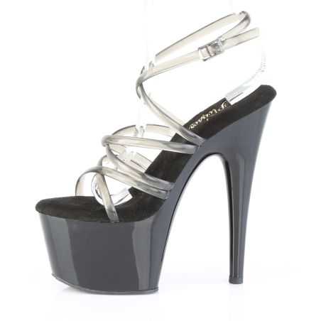 Stripper heels noir et transparent pour un maintien optimal de la cheville en pole art