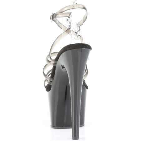Platform heels noires à base plexi grande taille pour la scène et le cabaret