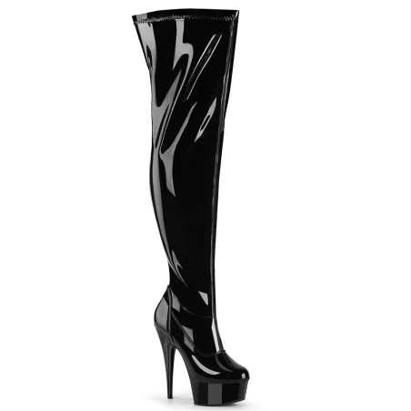 cuissarde-noire-vernie-stretch-extensible-coupe-large-confort-15cm-pleaser-delight-3000wcf