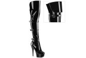 botte-noire-vernie-au-dessus-du-genou-triple-brides-ajustables-15cm-pleaser-delight-3018