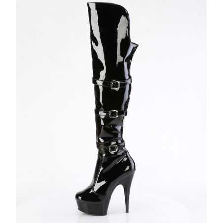 botte-spectacle-vernis-noir-boucles-metalliques-zip-partiel-delight