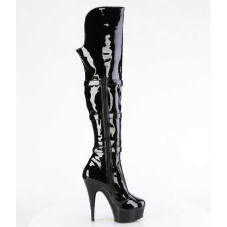 stiletto-botte-noire-vernie-grande-taille-46-triple-boucles-pleaser