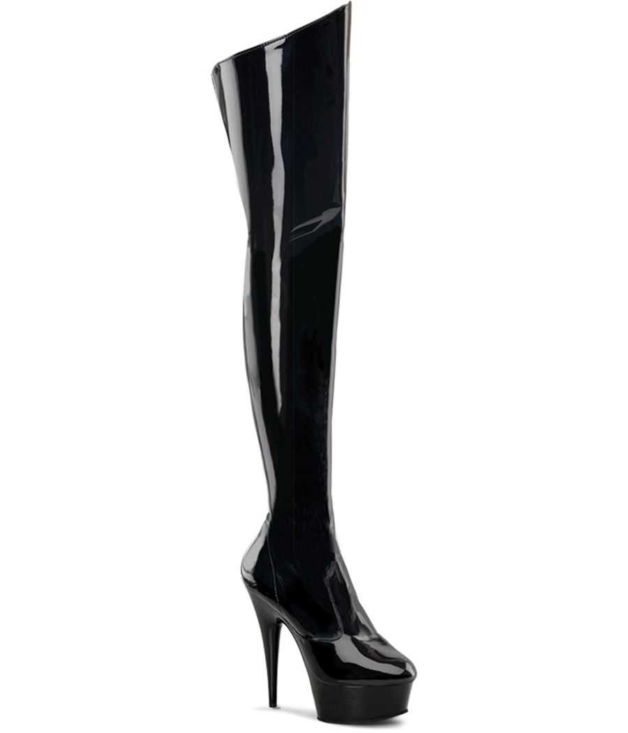 cuissarde-noire-vernie-stretch-extensible-ajustement-parfait-15cm-pleaser-delight-3010 cuissarde-noire-vernie-stretch-extensible-ajustement-parfait-15cm-pleaser-delight-3010