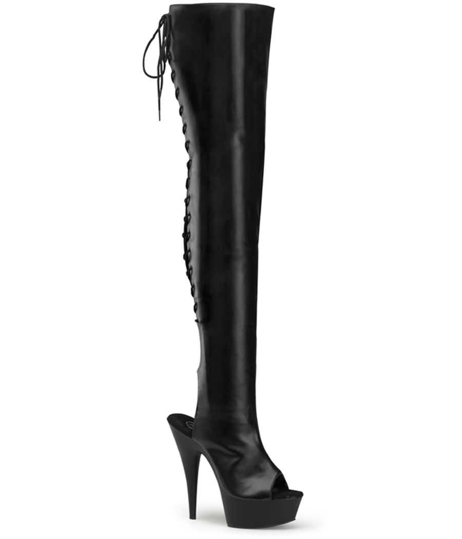 cuissarde-noire-mate-simili-cuir-vegan-lacets-arriere-bout-et-talon-ouverts-15cm-pleaser-delight-3017 cuissarde-noire-mate-simili-cuir-vegan-lacets-arriere-bout-et-talon-ouverts-15cm-pleaser-delight-3017