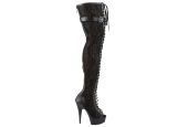 stiletto-cuissarde-noire-dentelle-bout-ouvert-bride-métallique-plateforme-pleaser stiletto-cuissarde-noire-dentelle-bout-ouvert-bride-métallique-plateforme-pleaser