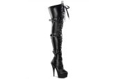 cuissarde-noire-mate-simili-cuir-vegan-laçage-rubans-triple-brides-boucles-15cm-pleaser-delight-3028 cuissarde-noire-mate-simili-cuir-vegan-laçage-rubans-triple-brides-boucles-15cm-pleaser-delight-3028