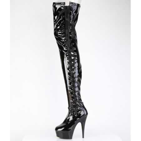 botte-spectacle-vernis-noir-brillant-style-corset-latéral-crotch-boot-delight