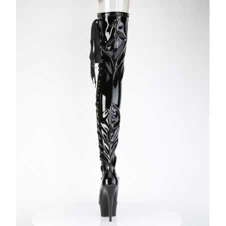 botte-sexy-crotch-high-vernie-noire-moulante-lacets-ruban-talon-haut-pleaser