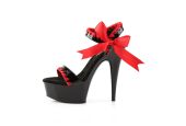 Platform heels rétro pin-up à nœud latéral et patin compensé de 4,5 cm pour pole dance