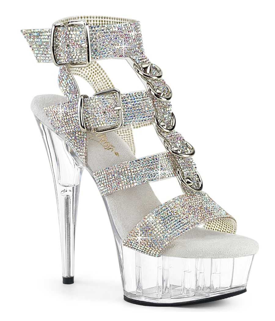 sandale plateforme strass argent clous metal delight