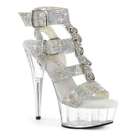 sandale plateforme strass argent clous metal delight