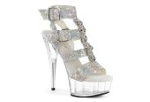 sandale plateforme strass argent clous metal delight