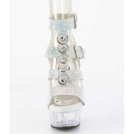 sandale pleaser delight argent cristaux brillants