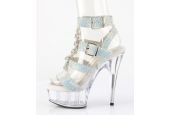 nu pied haut talon argent strass clous coniques