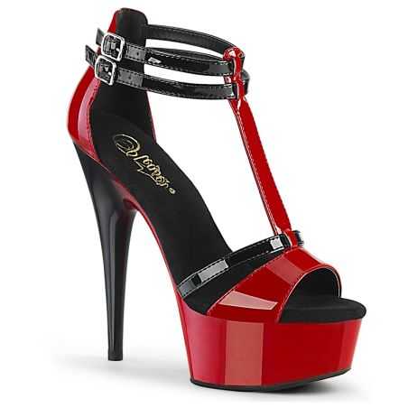 Sandales plateforme à triple brides rouge verni Pleaser DELIGHT-662