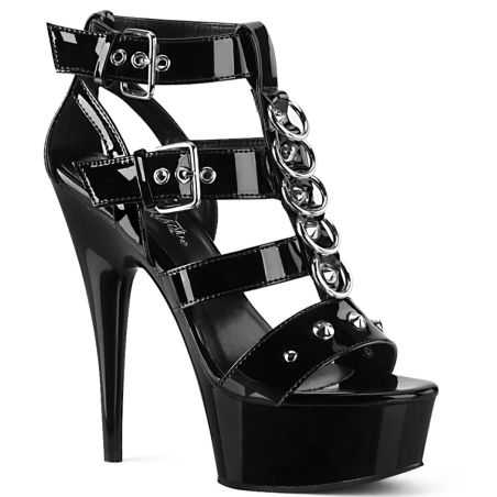 sandale-pleaser-delight-658-noir-vernis-clous-argent