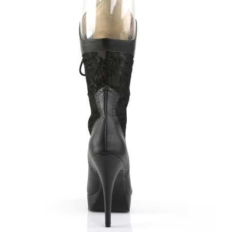 Bottines de scène noires à talons aiguilles adaptées aux pieds larges et morphologies inclusives.