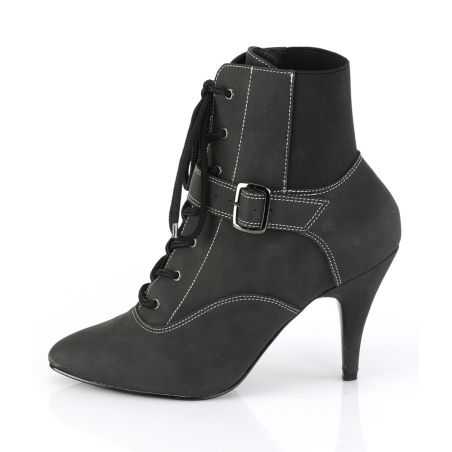 Bottines cuir vegan noir mat à lanière cheville talon aiguille 10 cm DREAM-1022