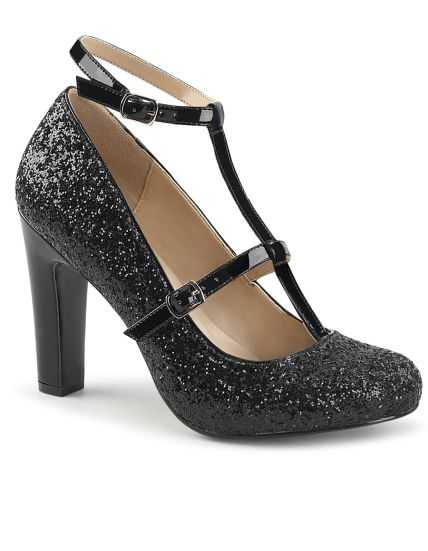 L\'Éclat Royal de l\'Escarpin Queen-01 Black Glitter par Pleaser