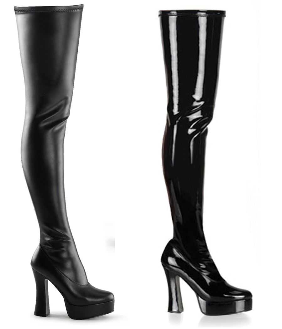 cuissardes-noires-mat-profond-et-verni-miroir-talon-13cm-plateforme-electra-3000z-pleaser