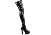 cuissardes-sexy-noires-vernies-éclat-luxe-talon-haut-plateforme-spectacle