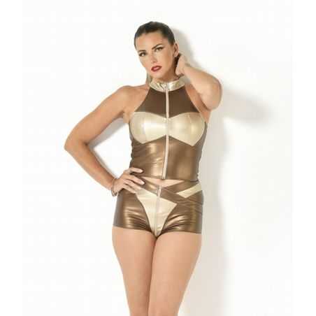 Top faux cuir doré