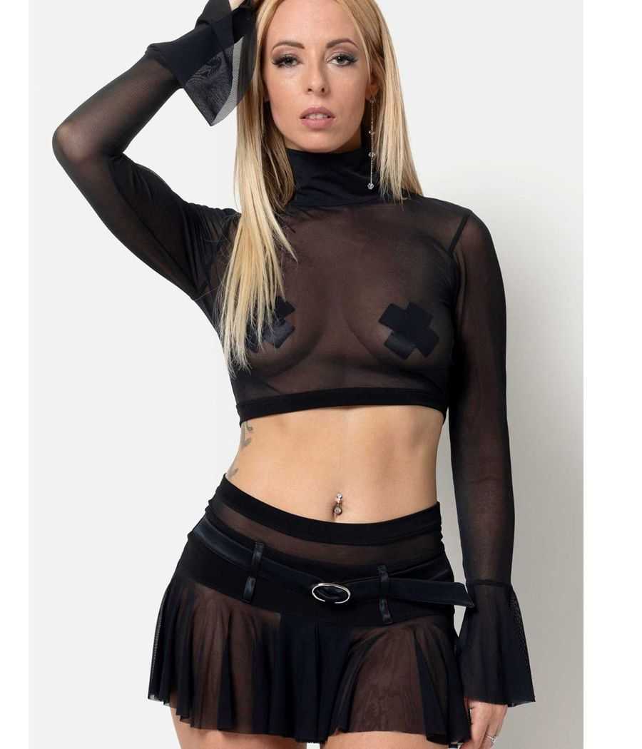 jupe-noire-resille-lycra-asymetrique-eze-catanzaro-france