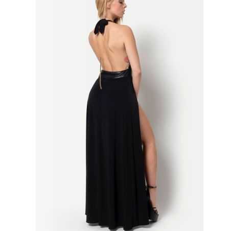 robe-soiree-noire-lycra-ceinture-cuir-catanzaro