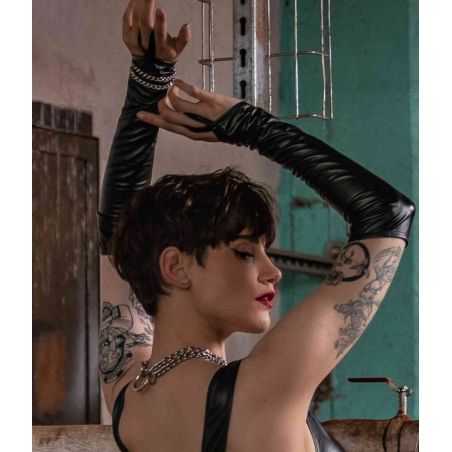 Mitaines noires en wetlook brillant Patrice Catanzaro A00904
