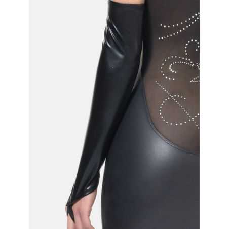 Accessoire fétiche chic et clubwear mitaines wetlook noires Patrice Catanzaro