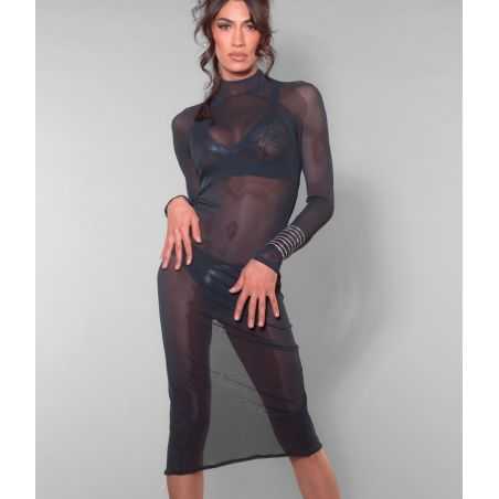 Lingerie fétiche chic et clubwear pour transgenre robe résille Mme Azia Patrice Catanzaro