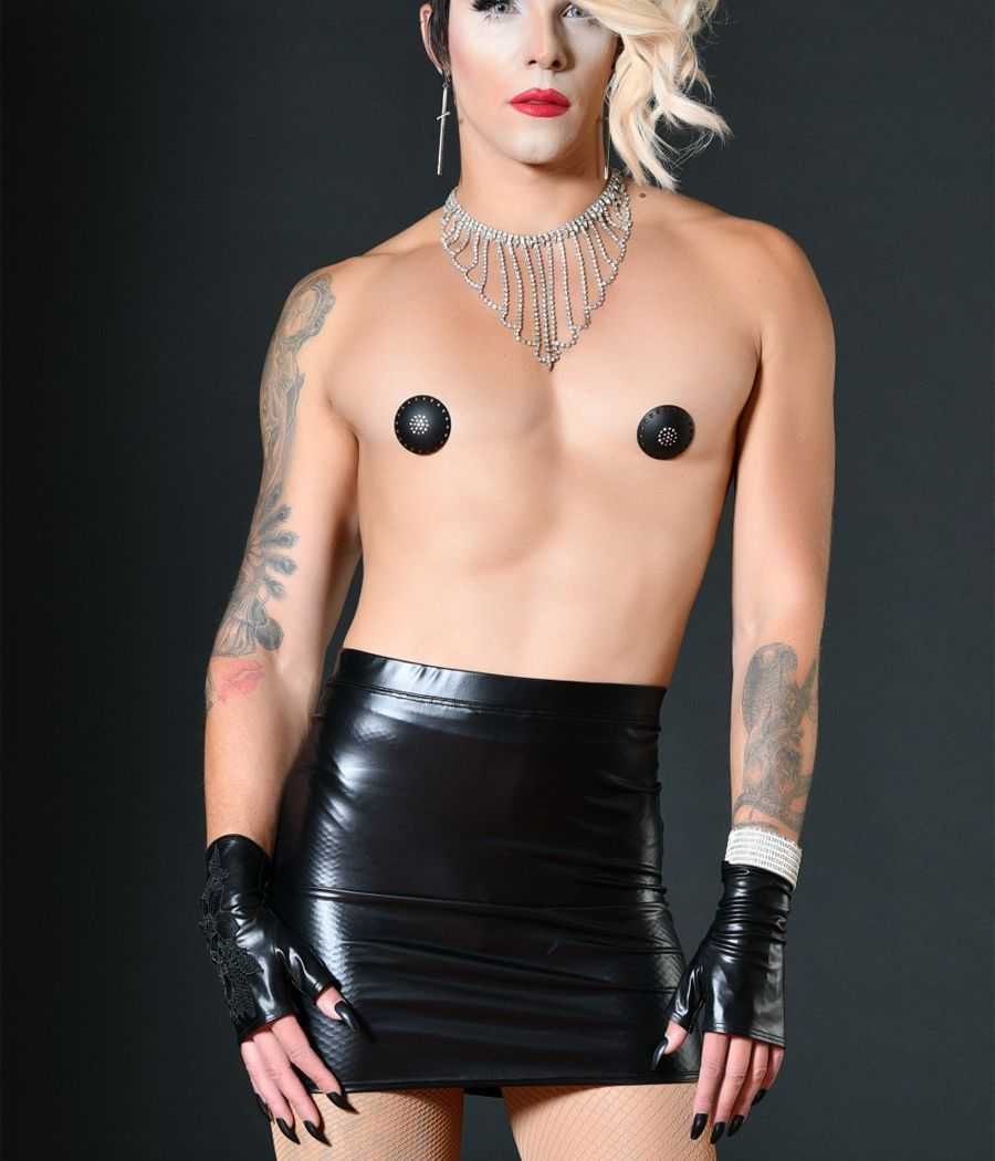 Jupe noire en wetlook Mme Catherine Patrice Catanzaro PC601801XY1 collection Madame XY