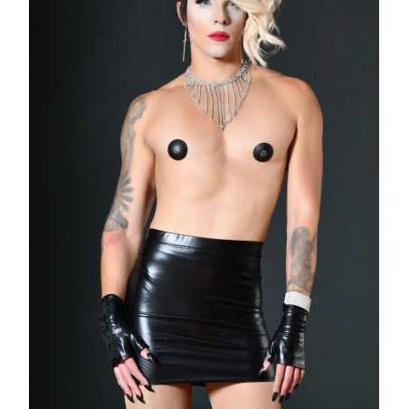 Jupe noire en wetlook Mme Catherine Patrice Catanzaro PC601801XY1 collection Madame XY