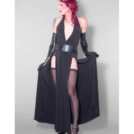 robe-longue-noire-fluide-decollete-plongeant-madame-xy-isabella-catanzaro-france