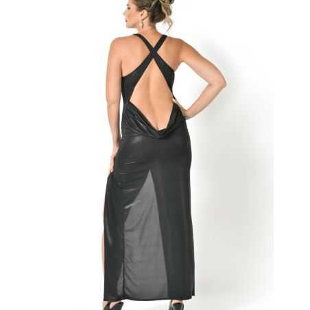 Vue de dos robe ajustée en lycra noir Neptune Patrice Catanzaro PF18