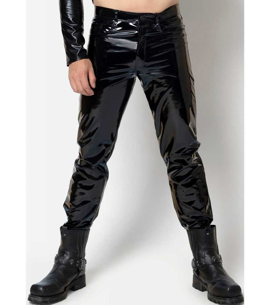 Pantalon homme noir en vinyle brillant Shawn Patrice Catanzaro PC504101H2 collection Homme