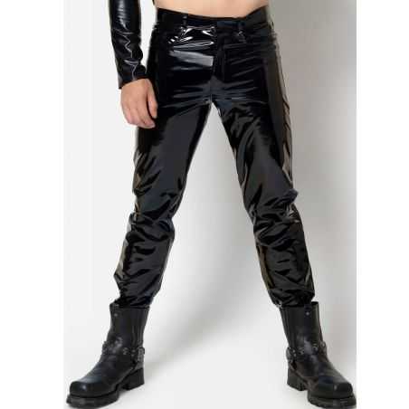 Pantalon homme noir en vinyle brillant Shawn Patrice Catanzaro PC504101H2 collection Homme