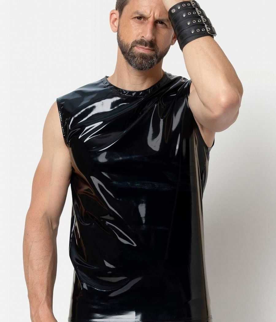 Débardeur homme noir en vinyle brillant Soren Patrice Catanzaro PC303615H6 collection Homme Débardeur homme noir en vinyle brillant Soren Patrice Catanzaro PC303615H6 collection Homme
