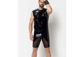 Tenue homme rock et fétiche chic débardeur vinyle noir Soren Patrice Catanzaro Tenue homme rock et fétiche chic débardeur vinyle noir Soren Patrice Catanzaro