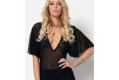 Top noir en résille Topaze Patrice Catanzaro PF301902V9 collection PF9