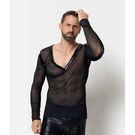 T-shirt homme noir en résille Ali Patrice Catanzaro PC303404H6 collection Homme