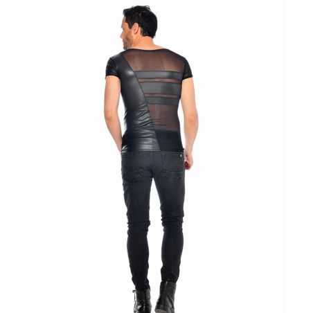 Vue de dos t-shirt ajusté homme en wetlook noir Benjen Patrice Catanzaro Homme