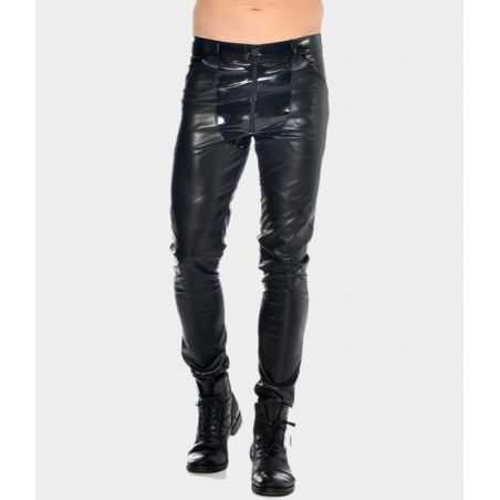 Tenue homme rock et fétiche chic pantalon en faux cuir noir Daario Patrice Catanzaro