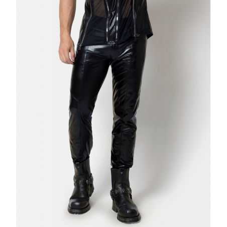Pantalon homme noir en wetlook Joss Patrice Catanzaro 504503 collection Homme