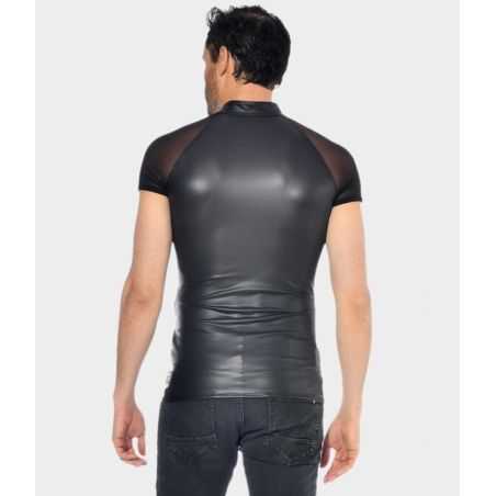 Vue de dos t-shirt ajusté homme en wetlook noir Khal Patrice Catanzaro Homme