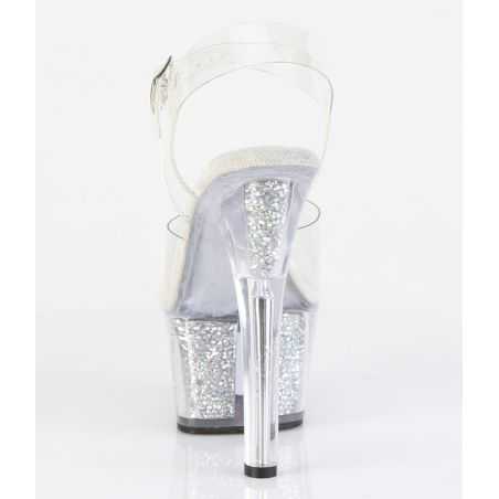 Nu-pieds translucides riches en strass brillant sous les projecteurs pour gogo dancing et showgirl