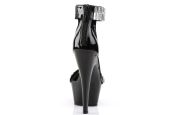 Sandale habillée noire brillante Pleaser KISS-269RS sertie d'incrustations miroir sur le plateau.